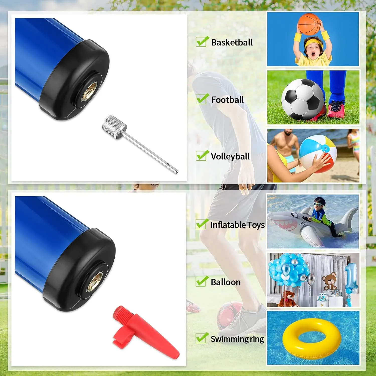 Reginary 10 Pcs Ball Pump for Sports Balls Pump with Needle and Extension Hose Bulk for Basketball Football Soccer Volleyball