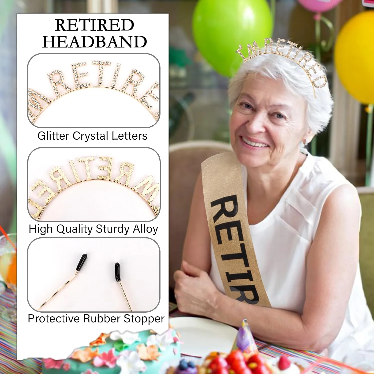 Retirement Party Decorations Gold Retired Headband Retired Tiara and Sash Retirement Crown Retirement Gift Happy Retired Decorations