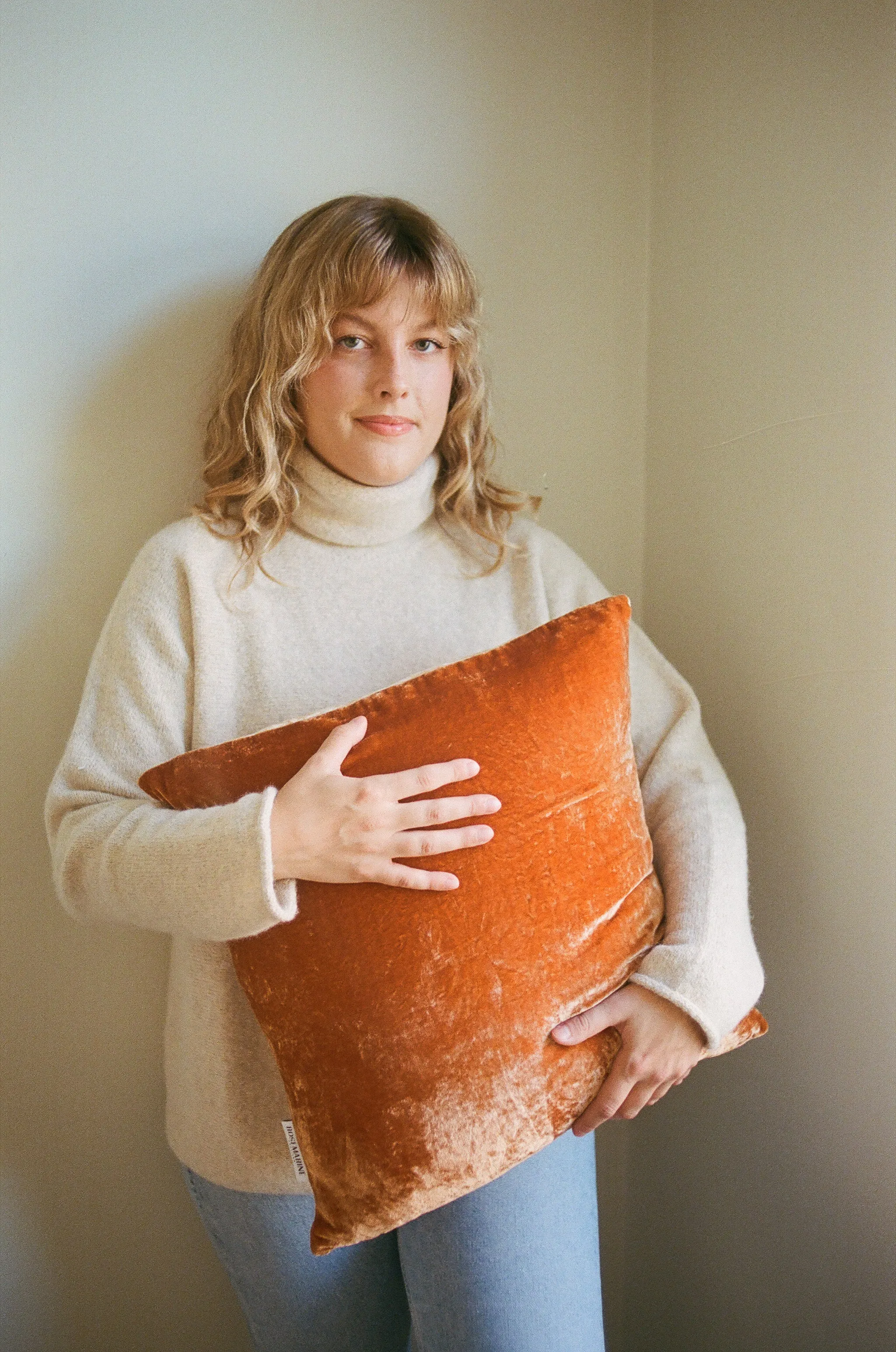 Rust Naturally Dyed Silk Velvet Pillow