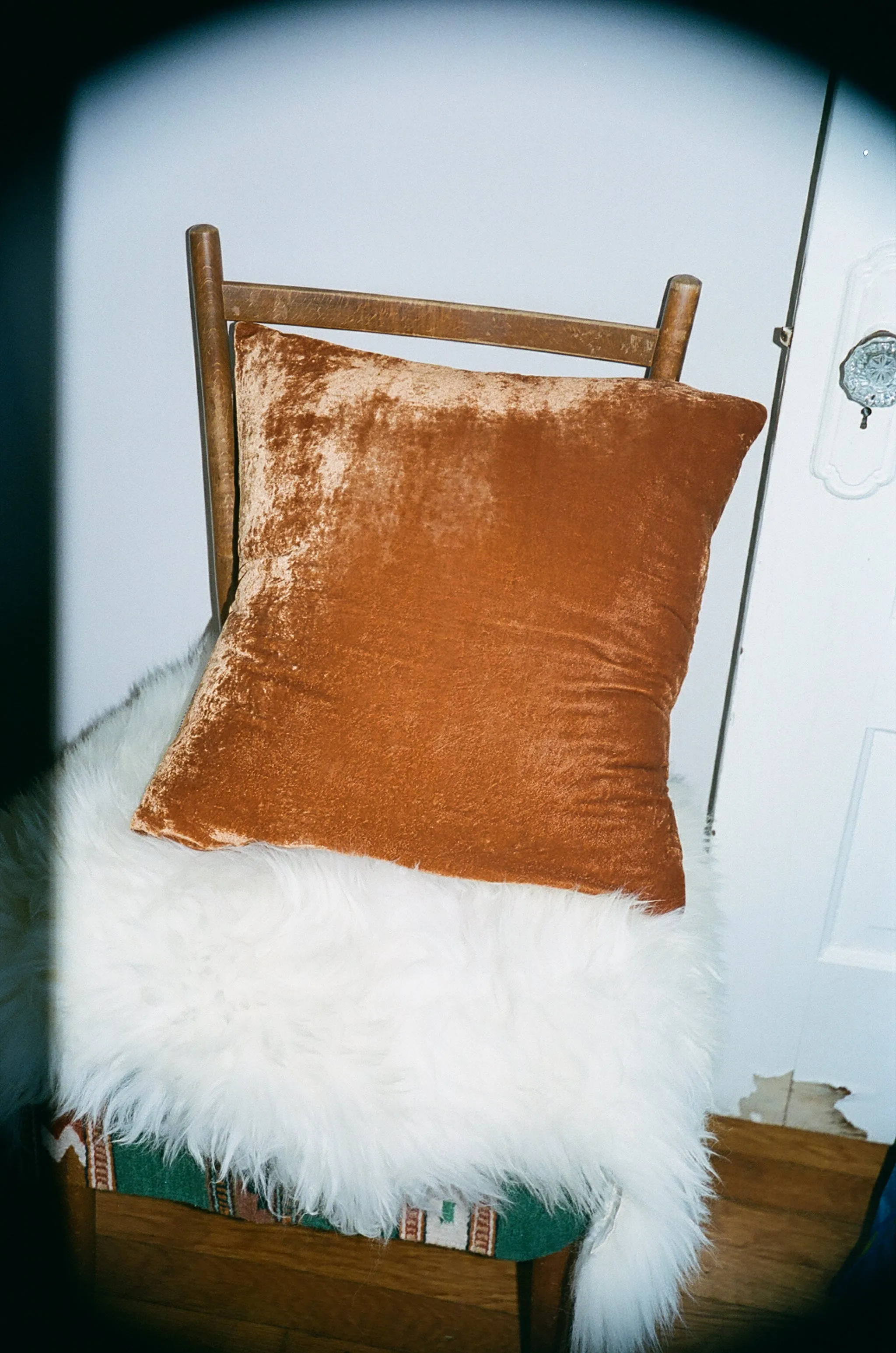 Rust Naturally Dyed Silk Velvet Pillow