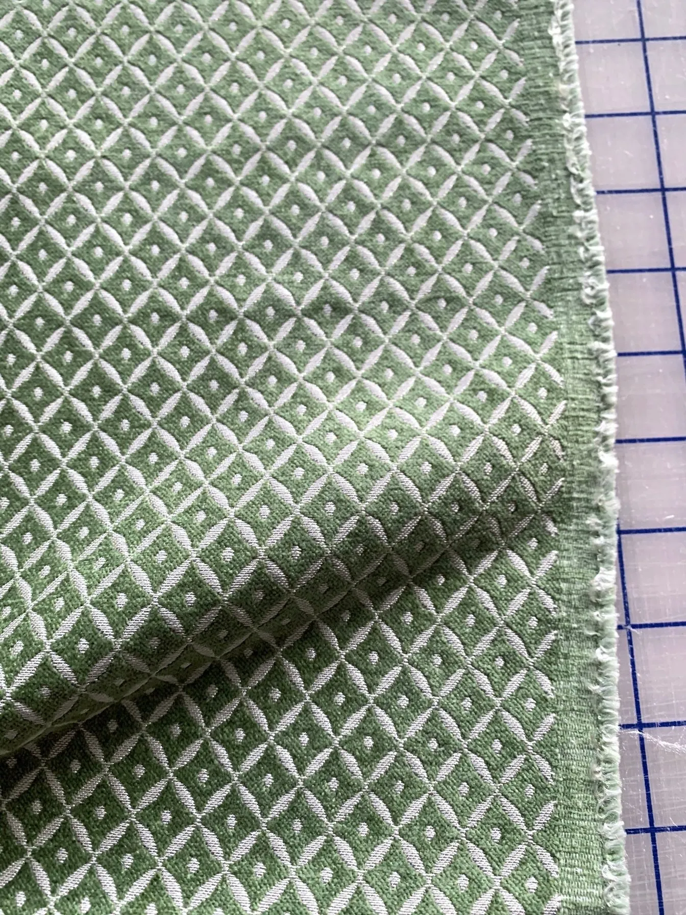 Sage Green Diamond Velvet Upholstery Fabric by the yard / Green Velvet Home Fabric / High End Upholstery Velvet