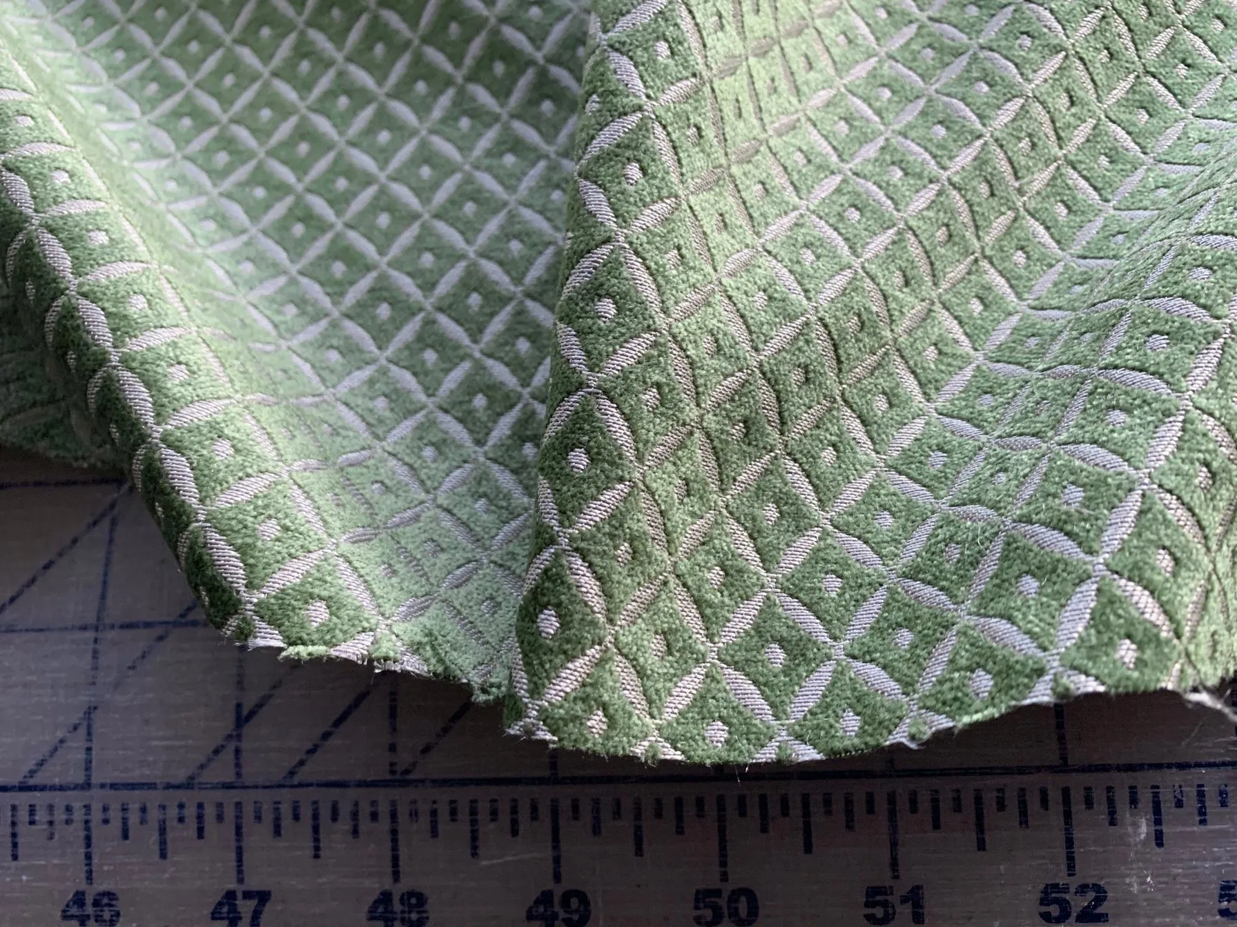 Sage Green Diamond Velvet Upholstery Fabric by the yard / Green Velvet Home Fabric / High End Upholstery Velvet
