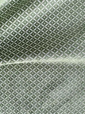 Sage Green Diamond Velvet Upholstery Fabric by the yard / Green Velvet Home Fabric / High End Upholstery Velvet