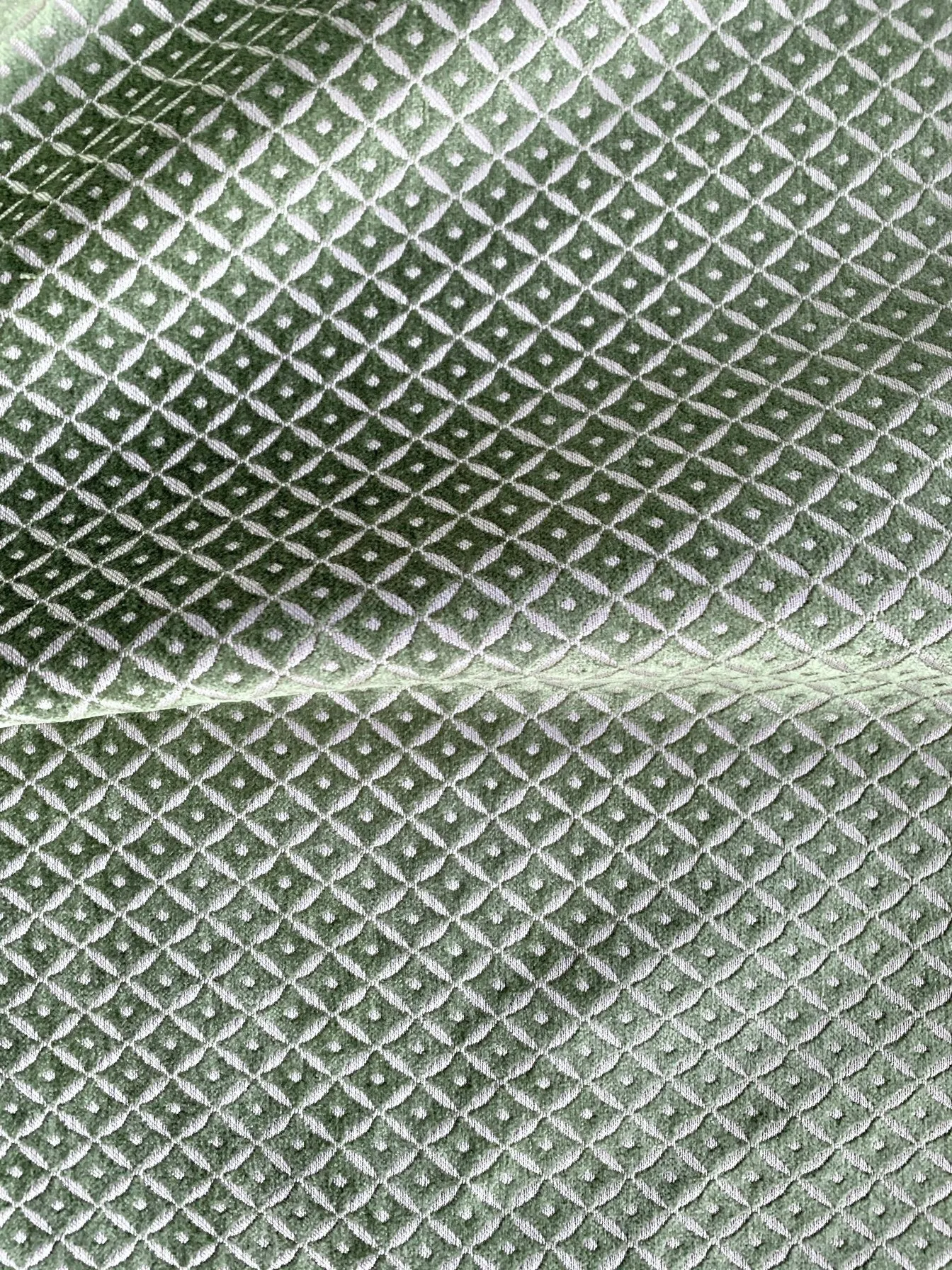 Sage Green Diamond Velvet Upholstery Fabric by the yard / Green Velvet Home Fabric / High End Upholstery Velvet