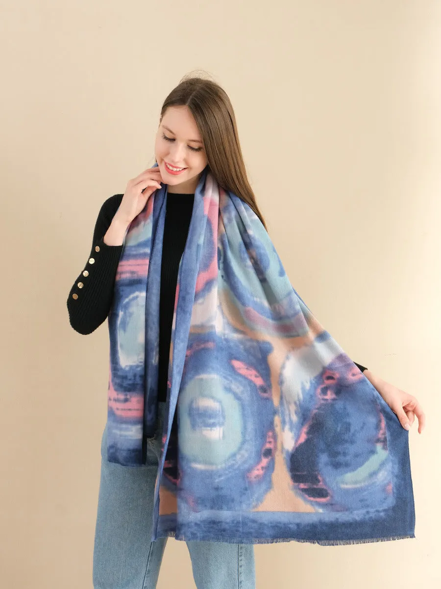 Silk scarf women's satin ethnic style shawl cashmere fashion print warm women's scarf