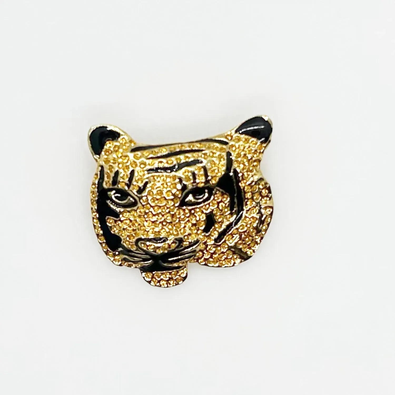 Sparkling, Expressive Gold and Black Tiger Brooch