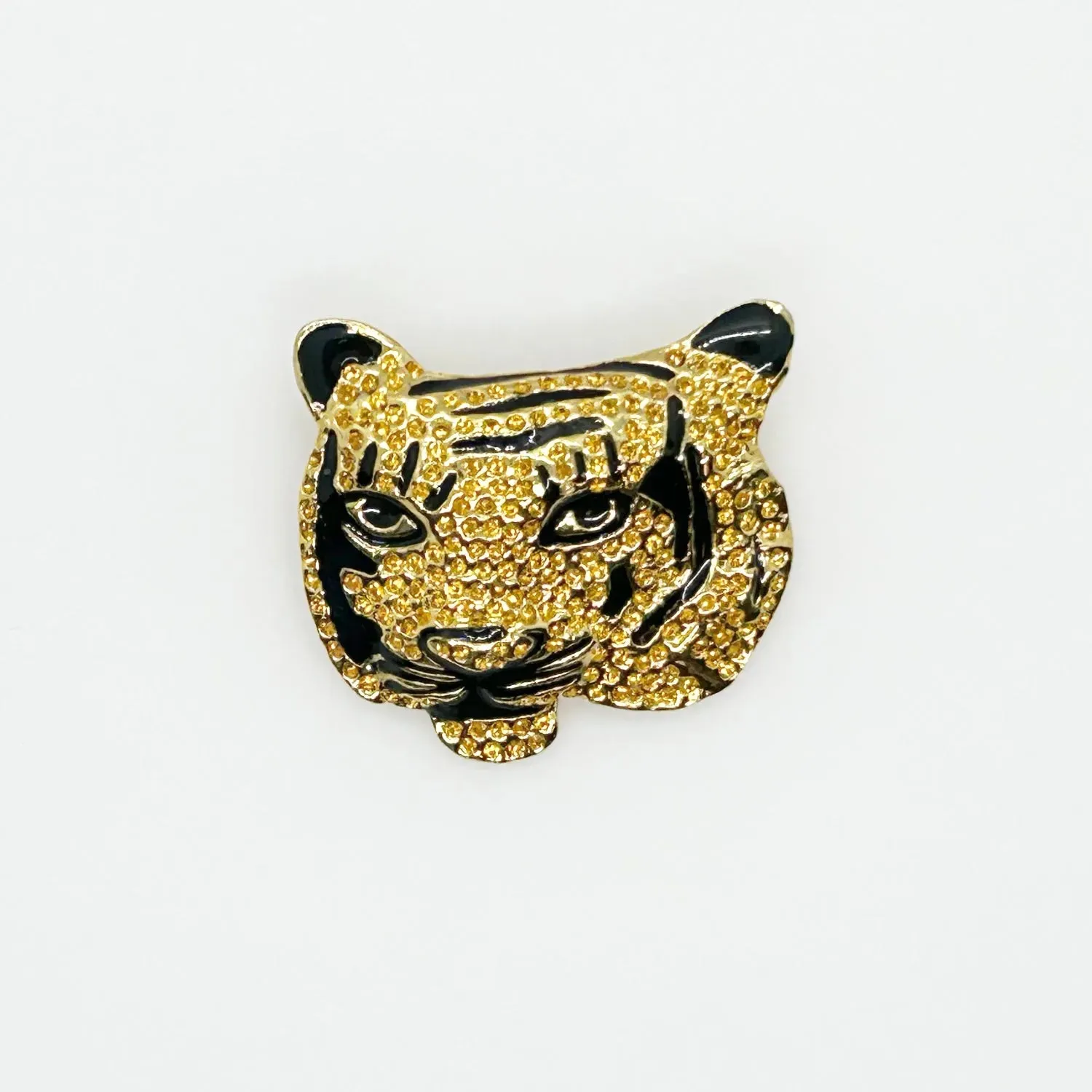 Sparkling, Expressive Gold and Black Tiger Brooch