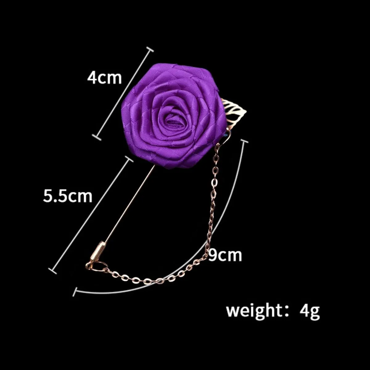 Suit Accessories Rose Brooch for Men.Mens Lapel Pins for Suits Handmade Cloth Flower Pin Charm Suit Chain Jewelry Gifts for Women Men
