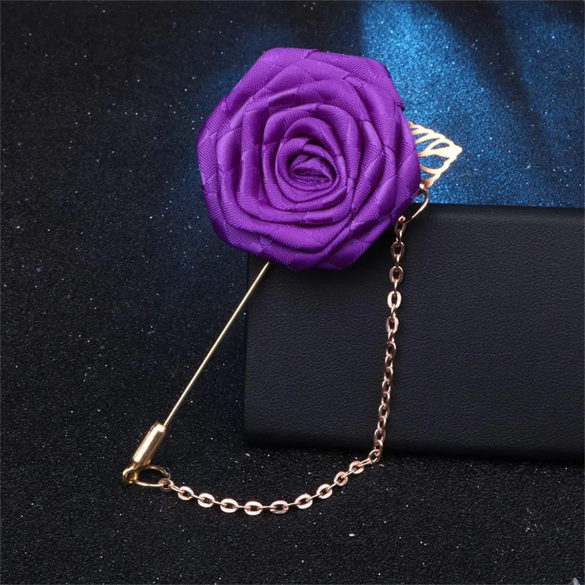 Suit Accessories Rose Brooch for Men.Mens Lapel Pins for Suits Handmade Cloth Flower Pin Charm Suit Chain Jewelry Gifts for Women Men