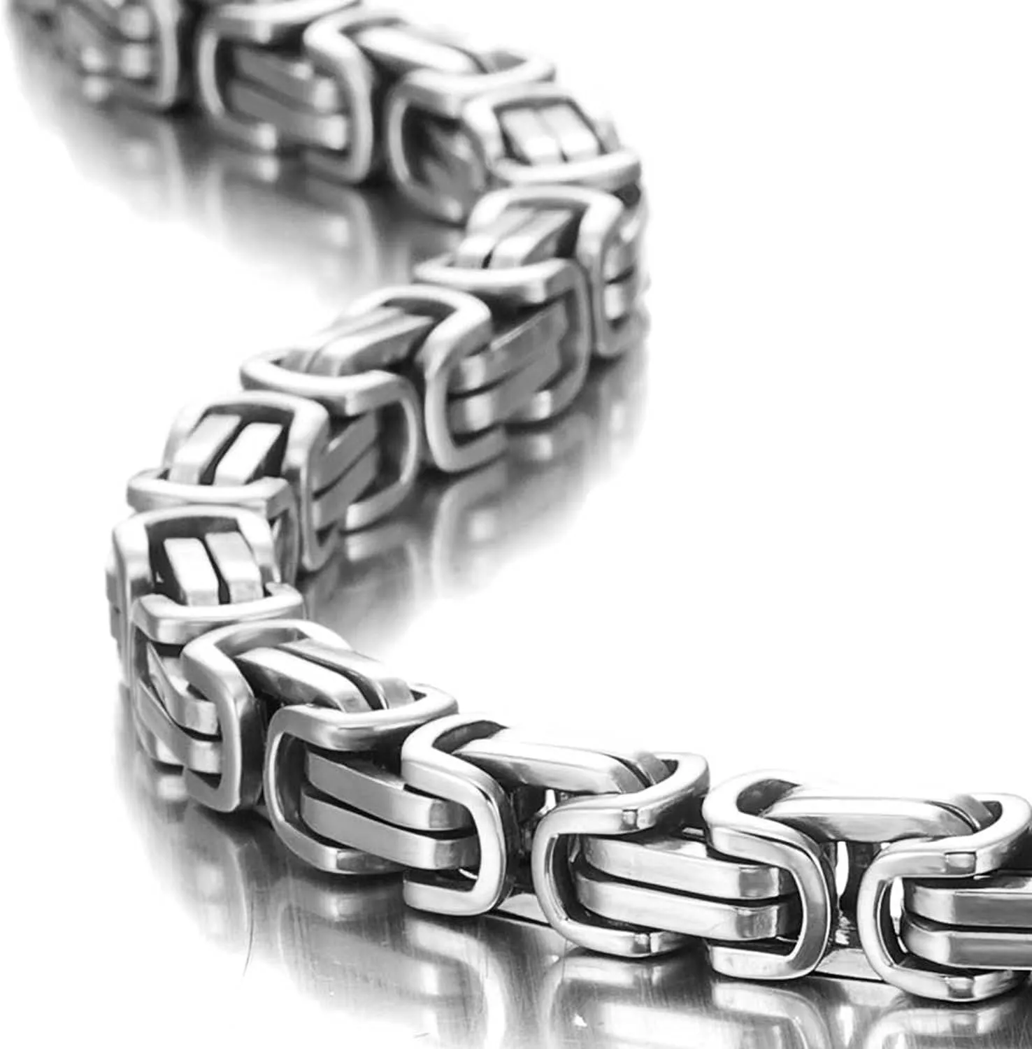 Urban Jewelry Impressive Mechanic Style Men's Necklace Stainless Steel Silver Chain, Width 6mm (19,21,23 Inches)