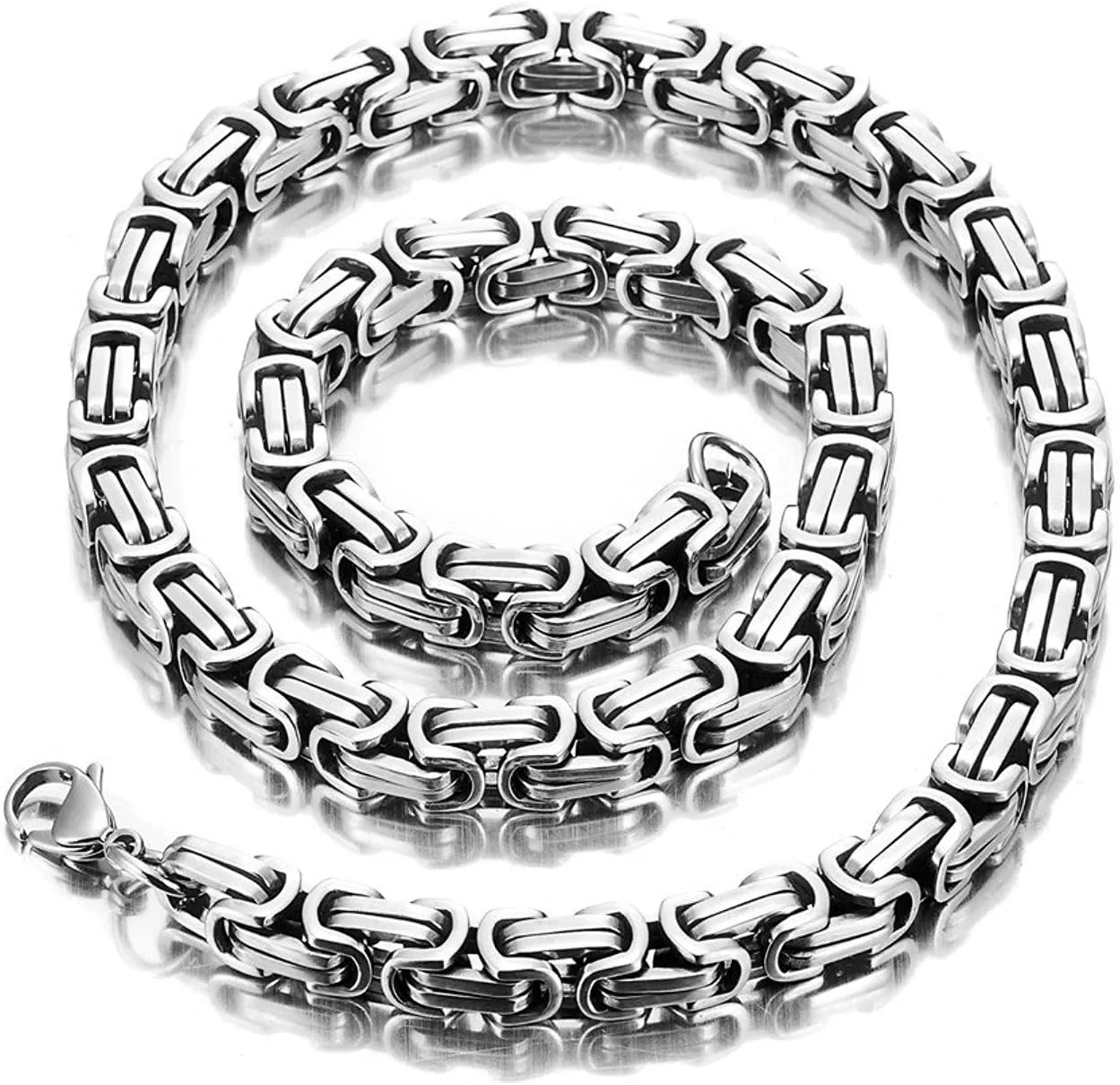 Urban Jewelry Impressive Mechanic Style Men's Necklace Stainless Steel Silver Chain, Width 6mm (19,21,23 Inches)