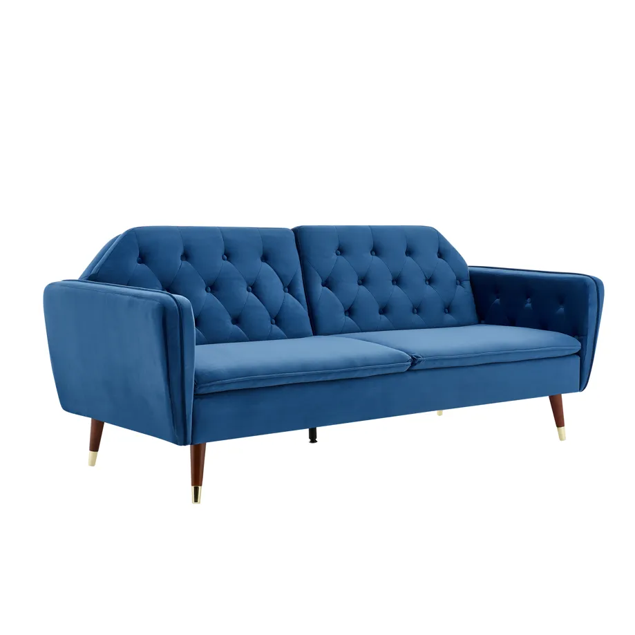 Victoria 3 Seater Velvet Click Clack Sofa Bed  - Blue