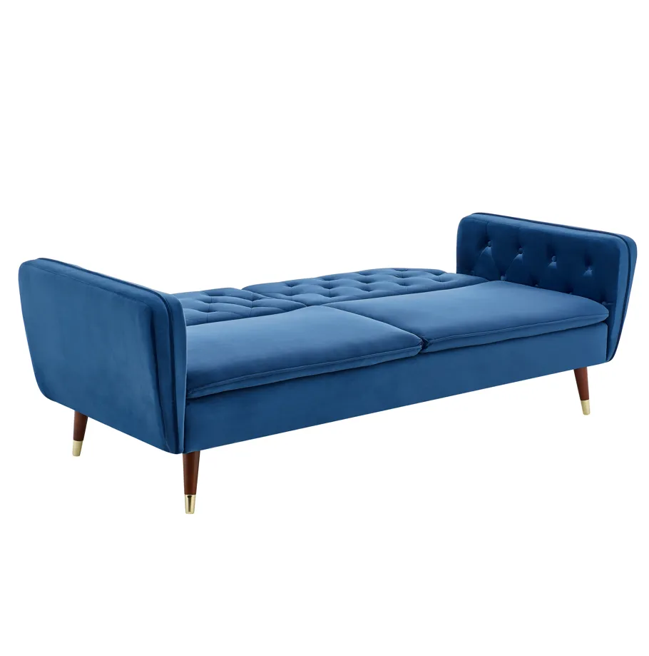 Victoria 3 Seater Velvet Click Clack Sofa Bed  - Blue