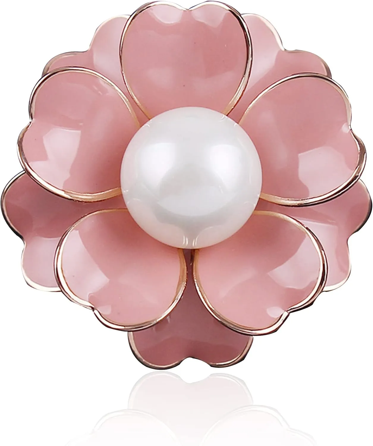Women Camellia Flower Pearl Enamel Brooch Pins for Ladies Jewelry Fashion