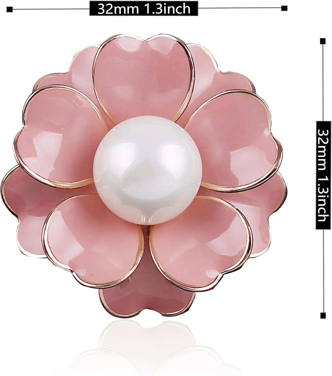 Women Camellia Flower Pearl Enamel Brooch Pins for Ladies Jewelry Fashion