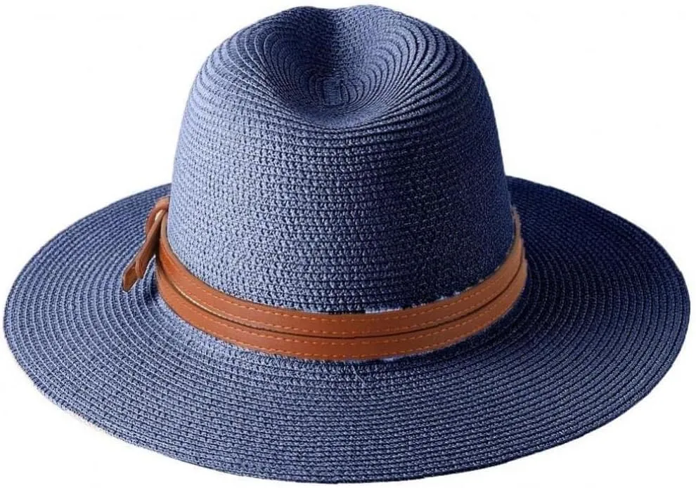 Women Straw Panama Hat Fedora Hat Beach Hat Wide Uv Protection Roll Up Hat for Men Women