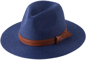 Women Straw Panama Hat Fedora Hat Beach Hat Wide Uv Protection Roll Up Hat for Men Women