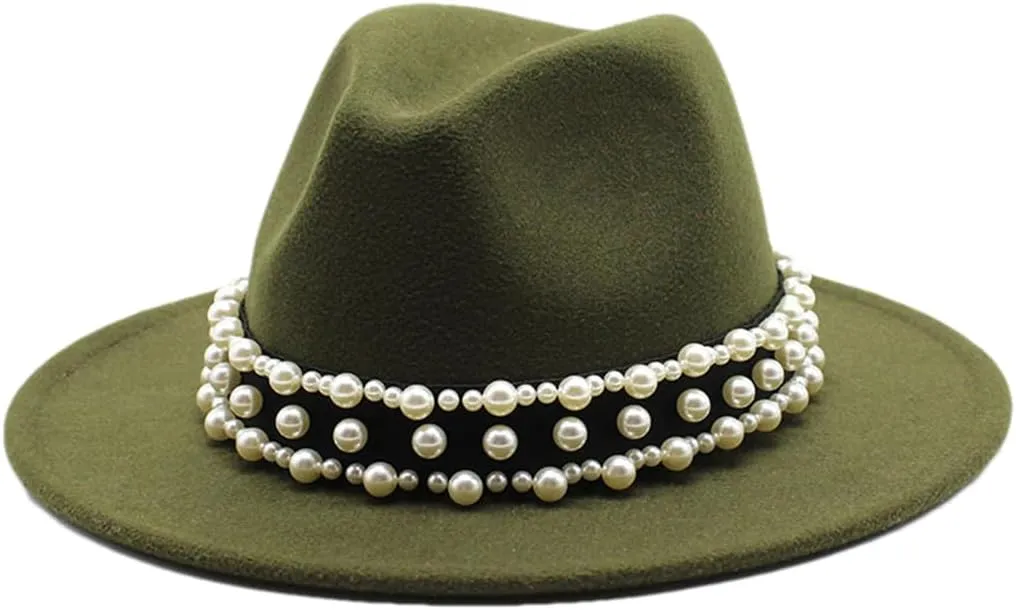 Women's Fedoras Wool Hat Classic Jazz Hat Travel Men's Wild Brim Hat Outdoor 4 Without Chain