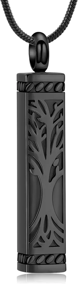 zeqingjw Cube Cremation Jewelry for Ashes Necklace Stainless Steel Tree of Life Urn Necklace for Men Women Bar Memorial Keepsake Jewelry