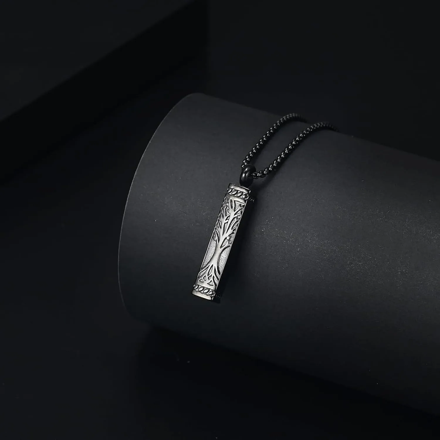 zeqingjw Cube Cremation Jewelry for Ashes Necklace Stainless Steel Tree of Life Urn Necklace for Men Women Bar Memorial Keepsake Jewelry
