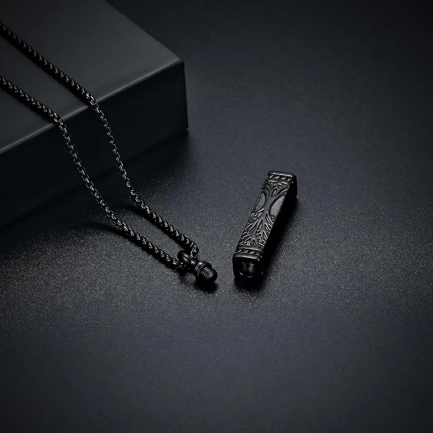 zeqingjw Cube Cremation Jewelry for Ashes Necklace Stainless Steel Tree of Life Urn Necklace for Men Women Bar Memorial Keepsake Jewelry